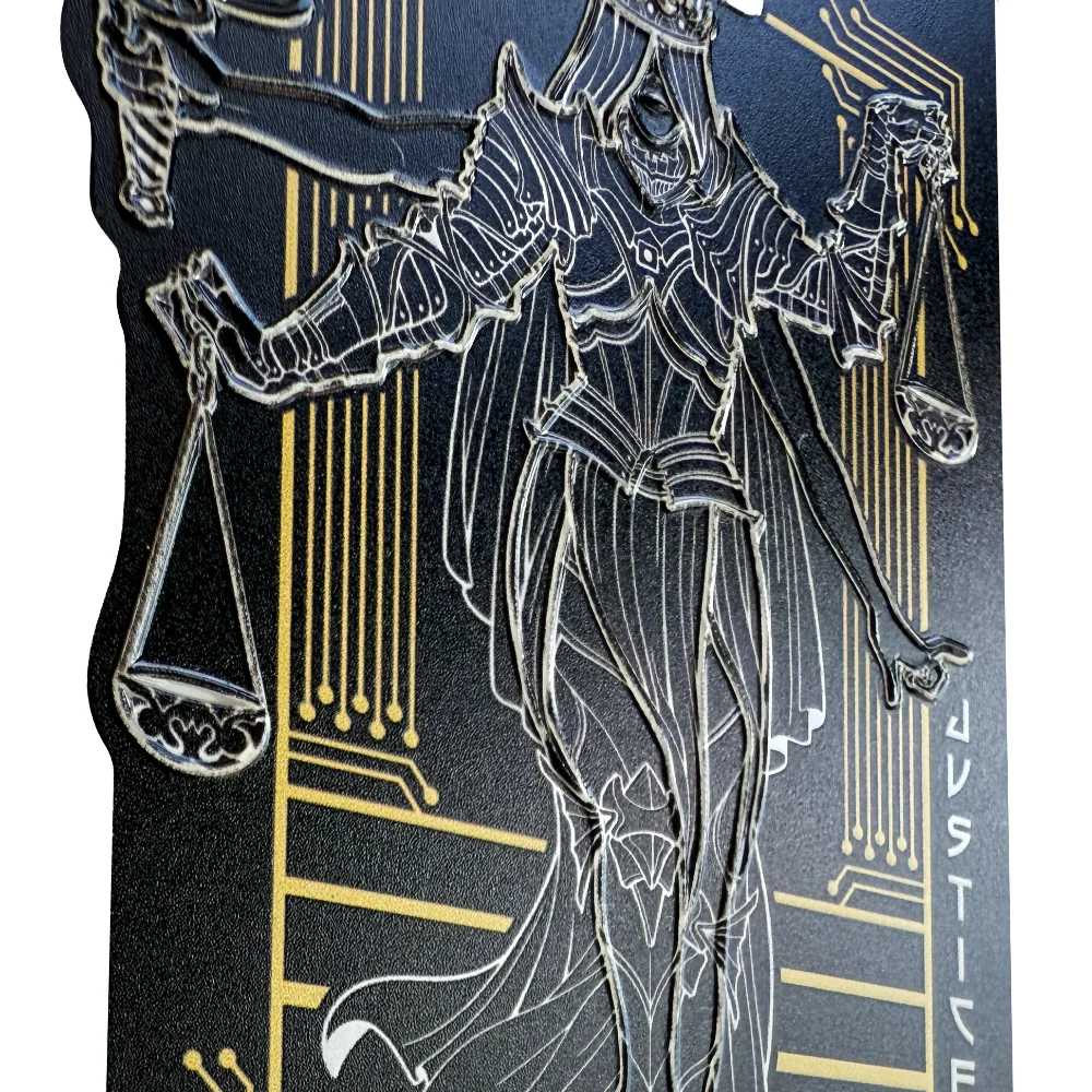 Close up on the raised lines of EFF's Lady Justice Braille Sticker Close up on the raised lines of EFF's Lady Justice Braille Sticker